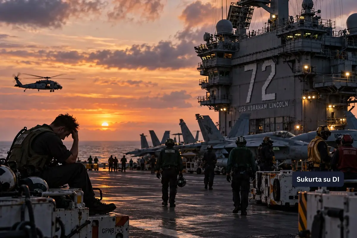 JAV lėktuvnešio „USS Abraham Lincoln“ grupėje – aštuoni bandymai nusižudyti: karas su Iranu iškėlė į viešumą karių tarnybos sąlygas
