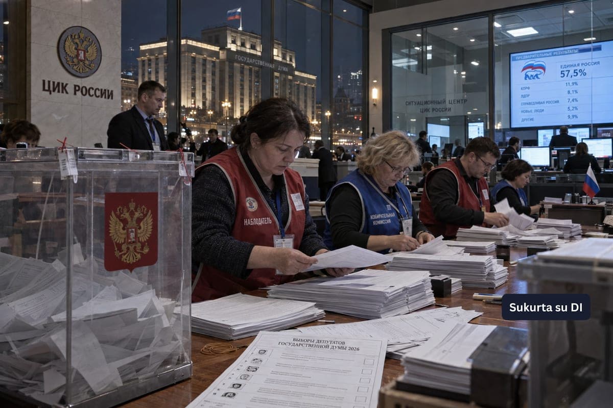 V. Putino partija pirmauja Rusijos rinkimuose: balsavimą lydėjo didžiausia dronų ataka prieš Maskvą