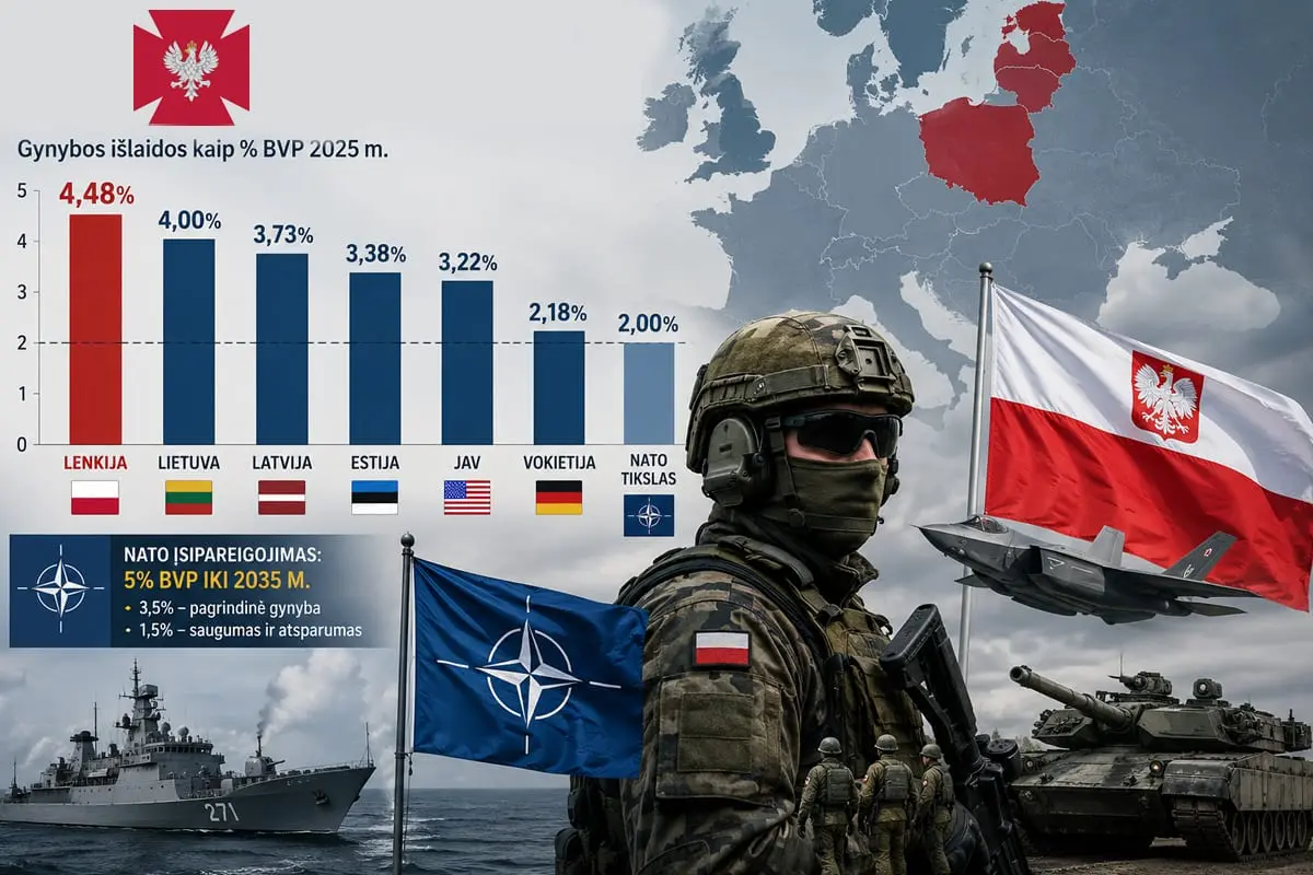 Lenkija gynybai skiria didesnę BVP dalį nei JAV