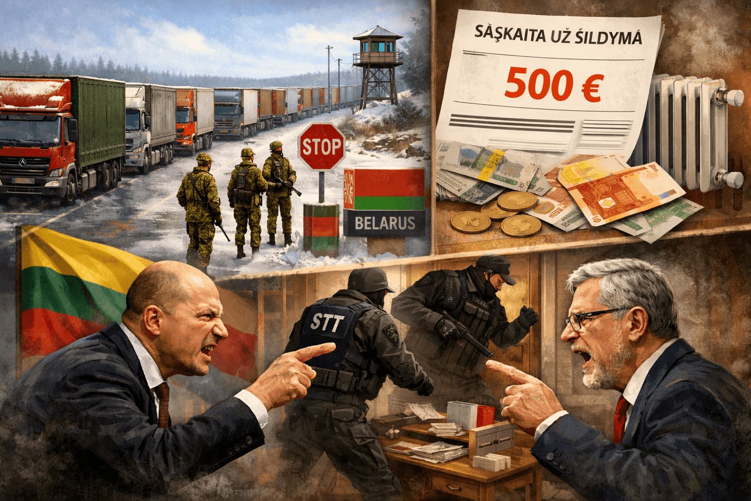 Tūkstantis vilkikų, įstrigusių Baltarusijoje, sąskaitos už šildymą – iki 500 eurų: STT kratos ir aštrėjantys politiniai ginčai | 77 savaitė