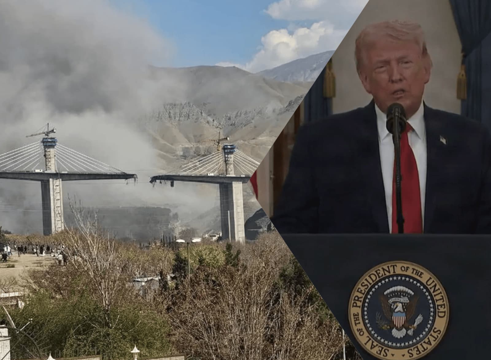 Sugriautas aukščiausias Irano tiltas: D. Trumpas grasina dar stipresnėmis atakomis