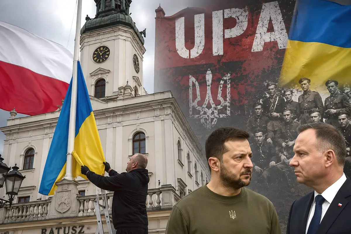 Lenkijoje nuimta Ukrainos vėliava: istorinis ginčas vėl sprogdina Varšuvos ir Kyjivo santykius