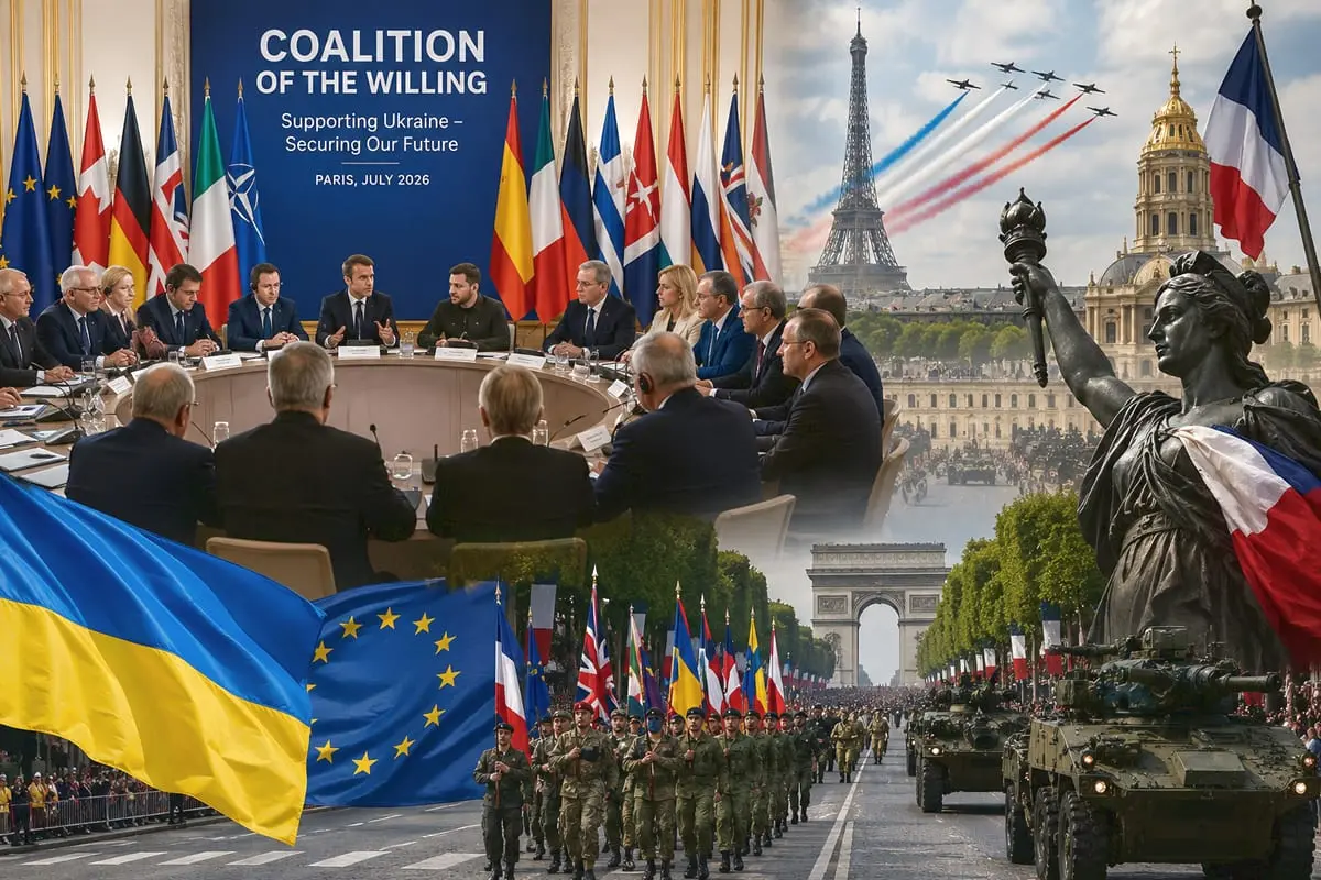 Paryžiuje buriama Ukrainos skydo koalicija: prieš Bastilijos dienos paradą Europa siunčia aiškų signalą Maskvai