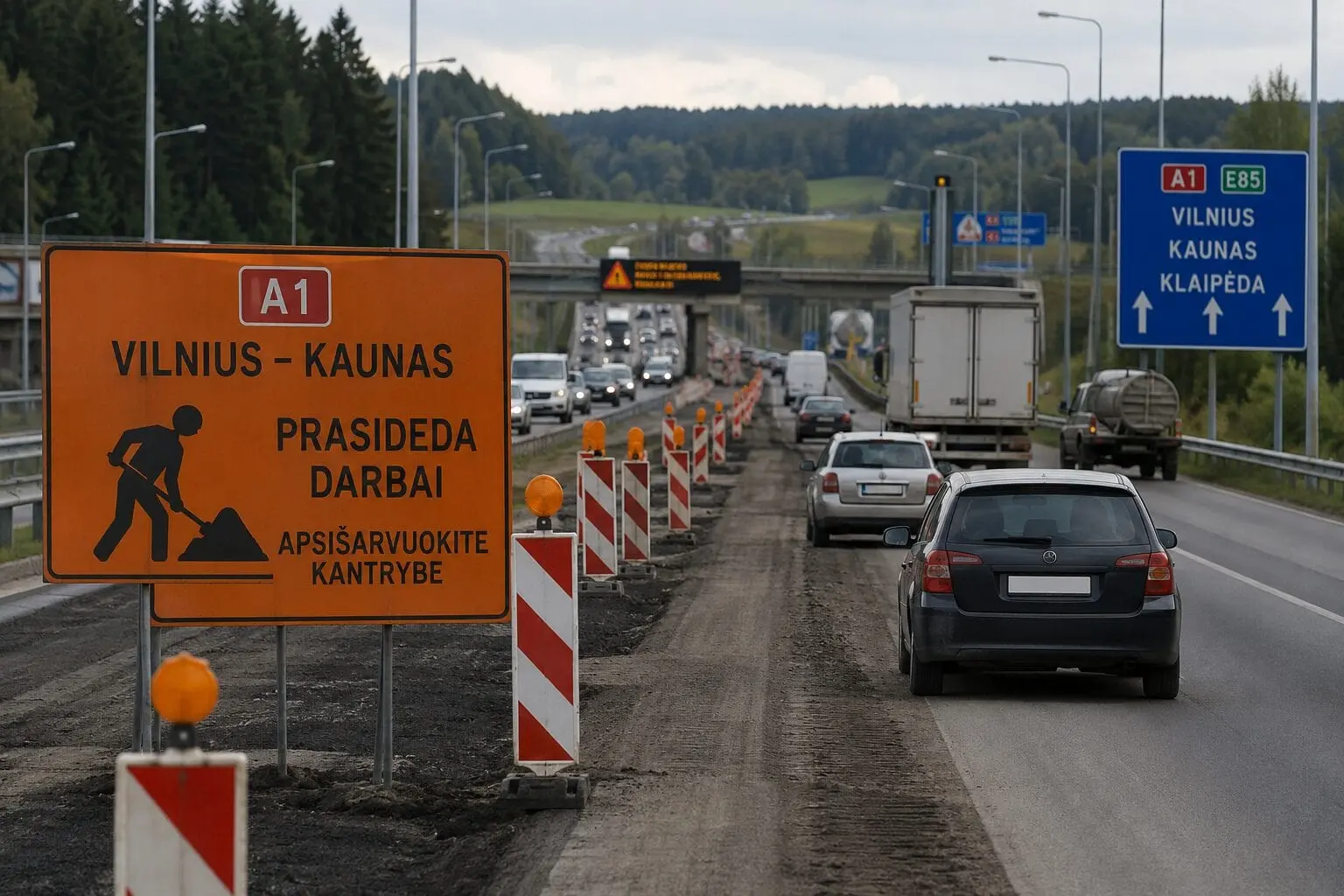 Prasideda didžiuliai darbai kelyje Vilnius–Kaunas: vairuotojams teks apsišarvuoti kantrybe