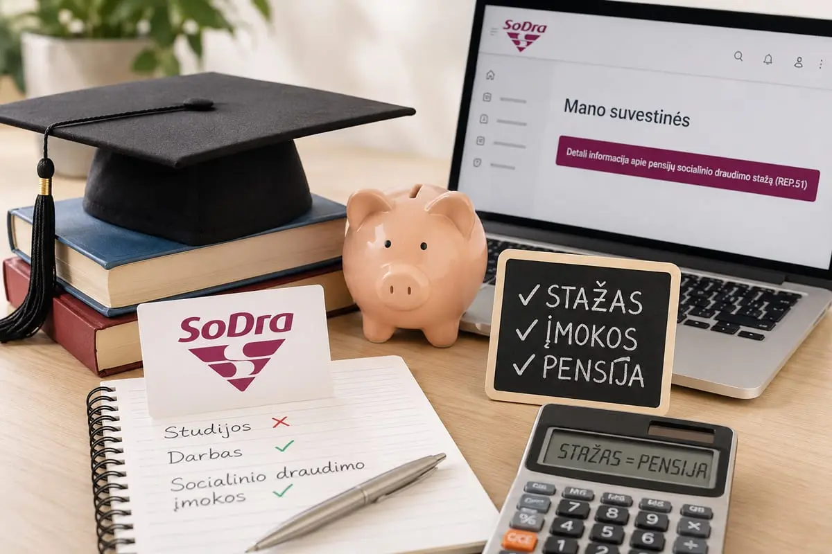 Studijos ir stažas pensijai: ką svarbu žinoti apie būsimą pensiją