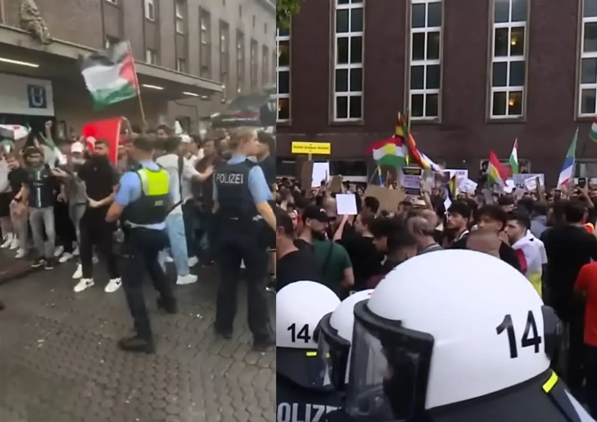 Vokietijoje vykusiuose protestuose šimtai palaikė Sirijos islamistus: konfliktai su kurdais ir pareigūnais