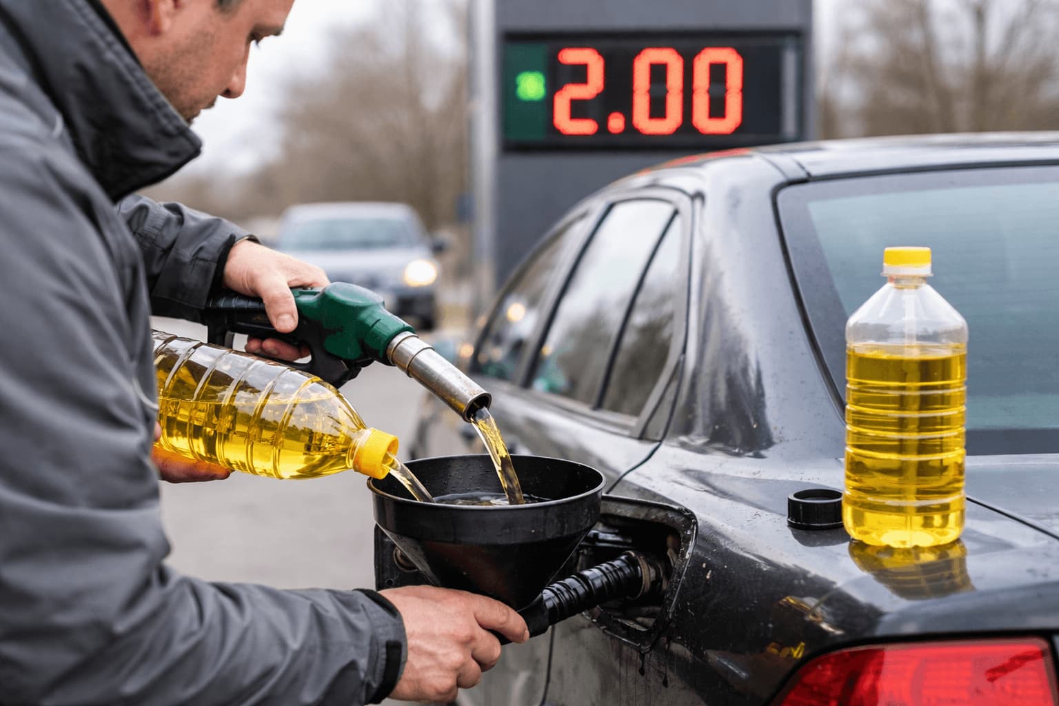 Dyzelinui pasiekus 2 eurų ribą, vairuotojai eksperimentuoja: dyzeliną maišo su aliejumi
