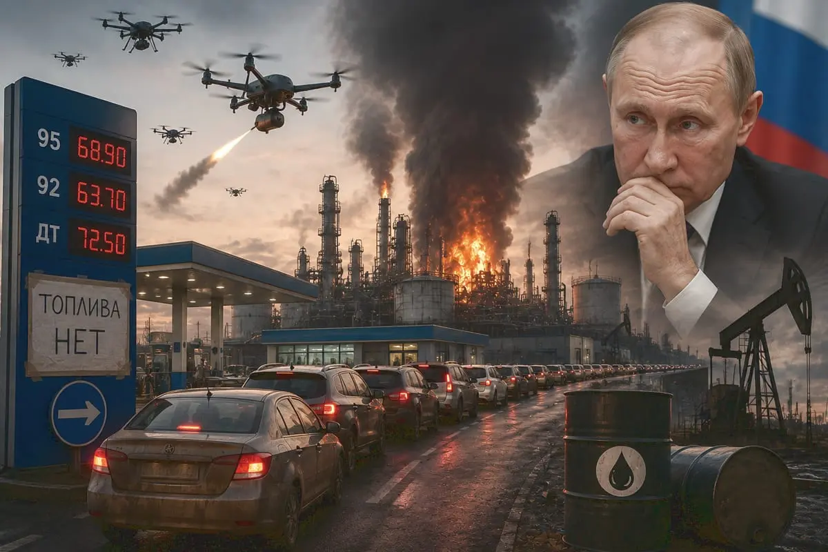 Putinas pripažino degalų stygių: Ukrainos smūgiai Rusijos naftos sistemai pasiekė paprastų vairuotojų kasdienybę