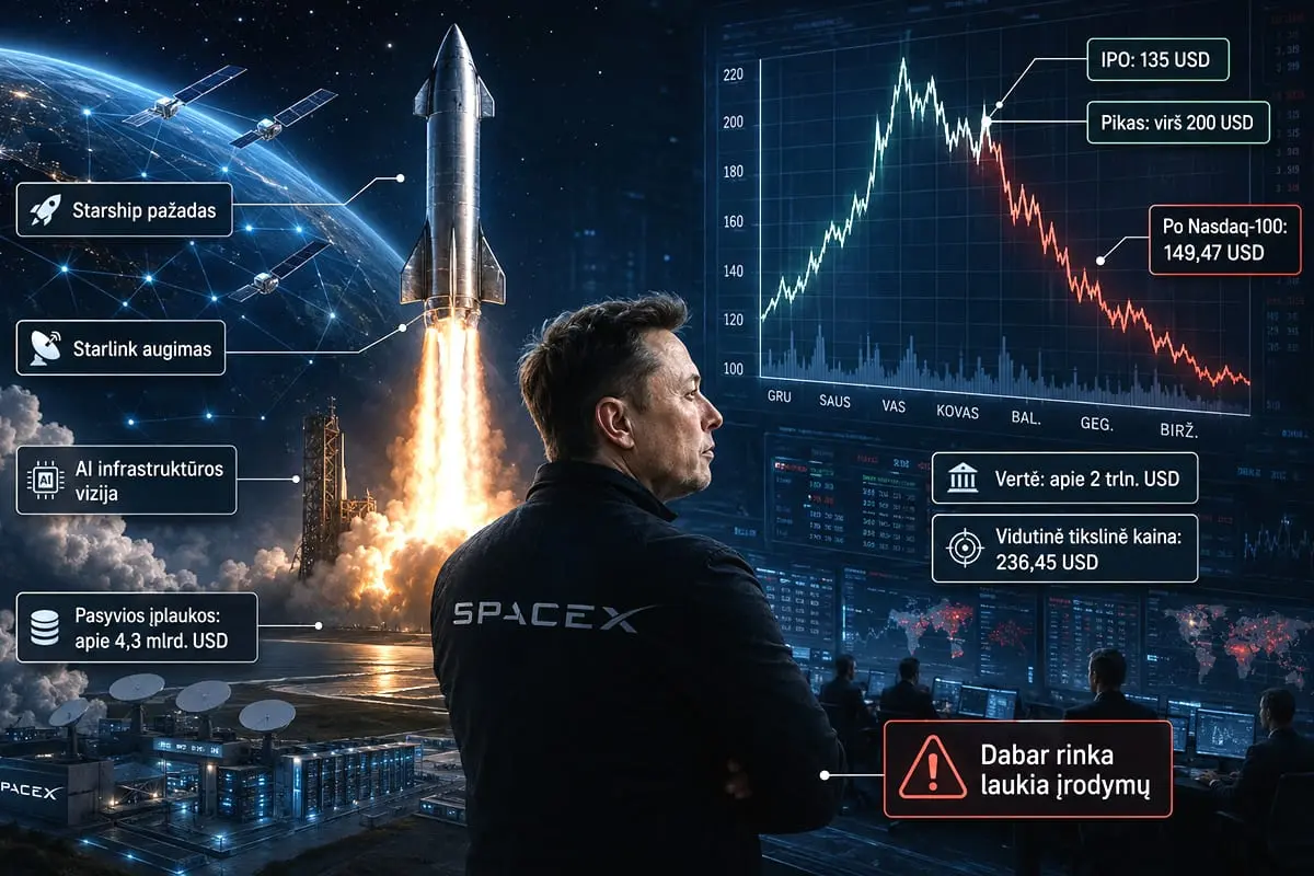 SpaceX medaus mėnuo baigėsi: E. Musko kosmoso milžinei dabar teks įrodyti, kad tikėjimas vertas trilijonų