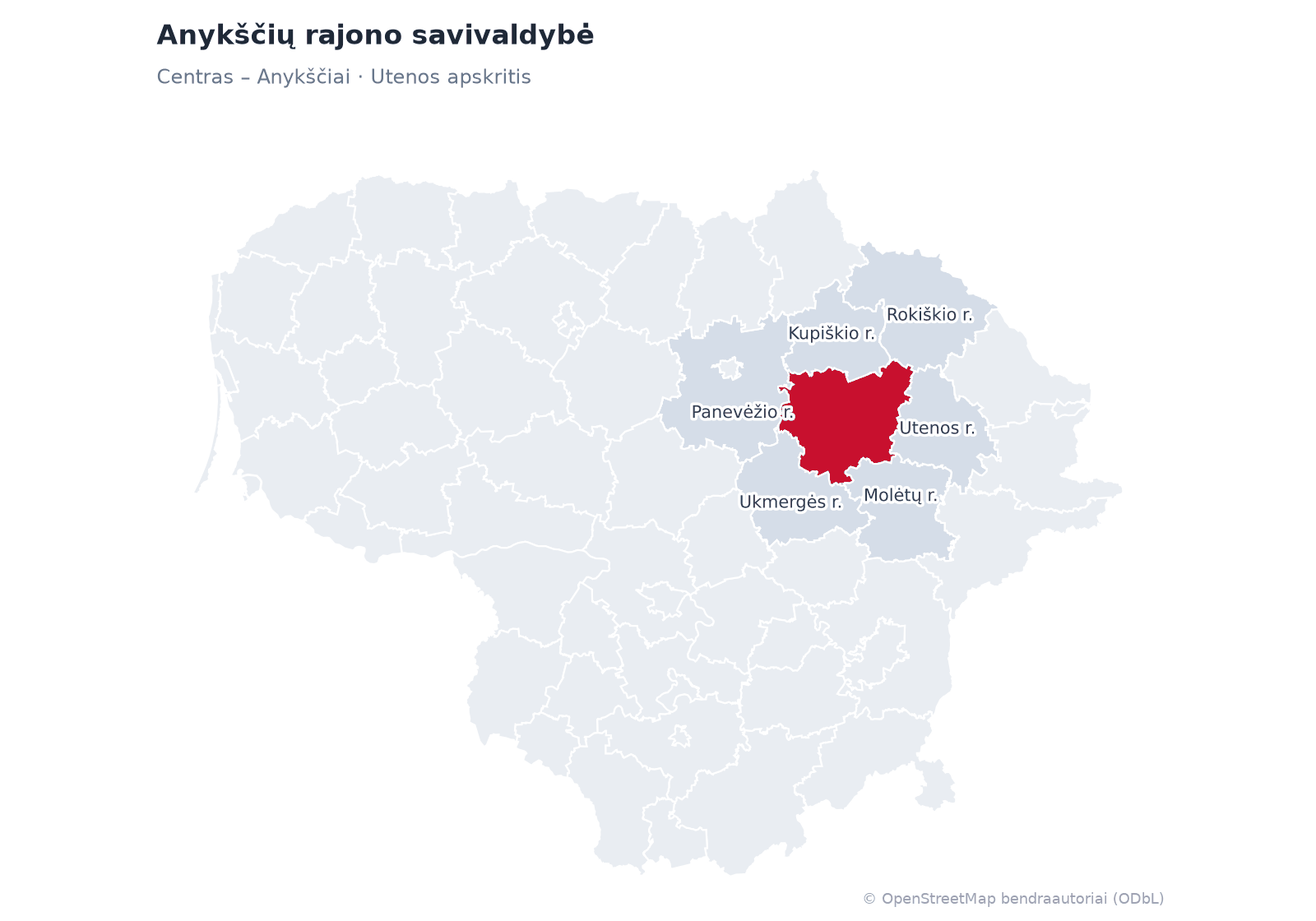 Anykščių rajono savivaldybė žemėlapyje
