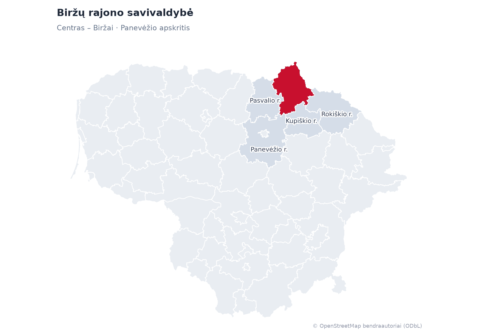 Biržų rajono savivaldybė žemėlapyje