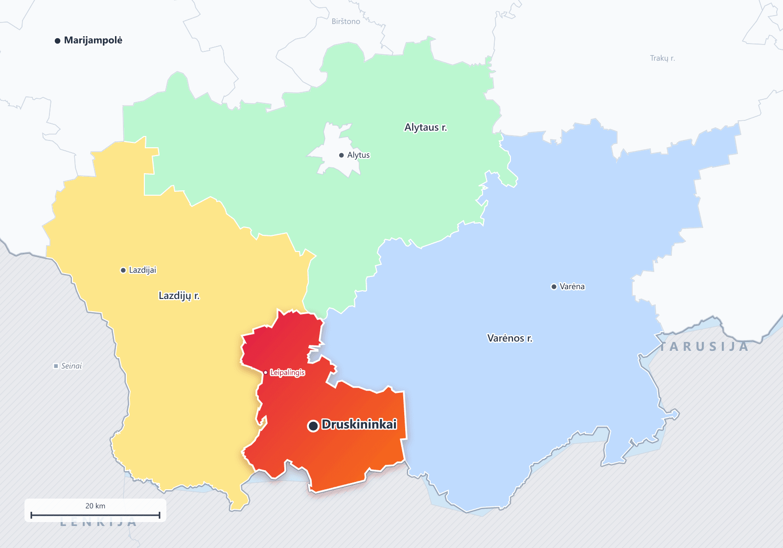 Druskininkų savivaldybė žemėlapyje