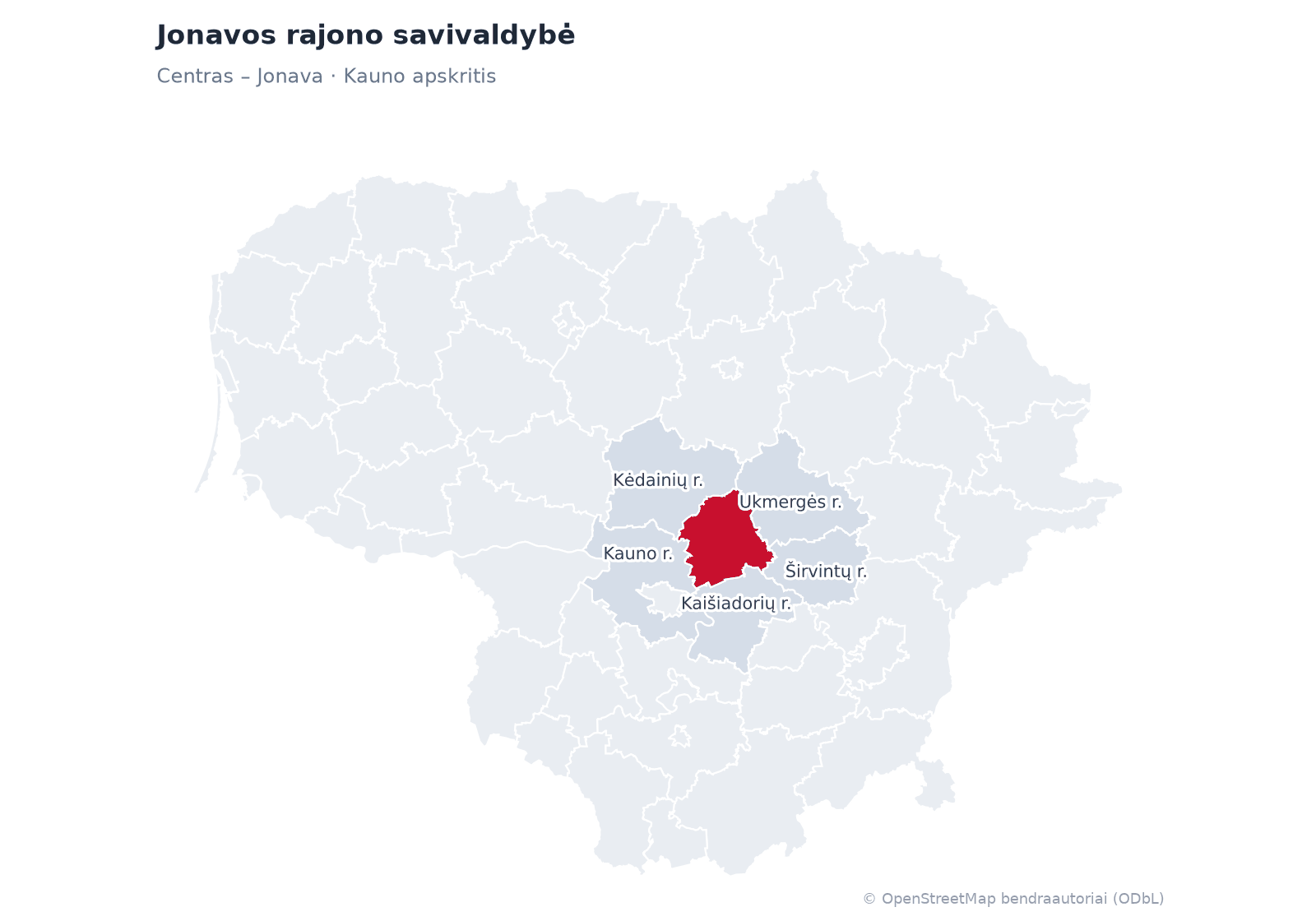 Jonavos rajono savivaldybė žemėlapyje