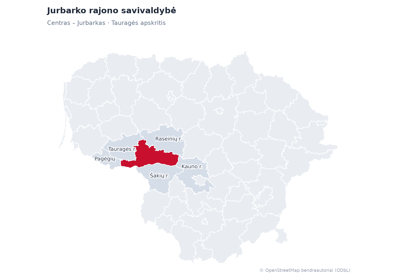 Jurbarko rajono savivaldybė žemėlapyje