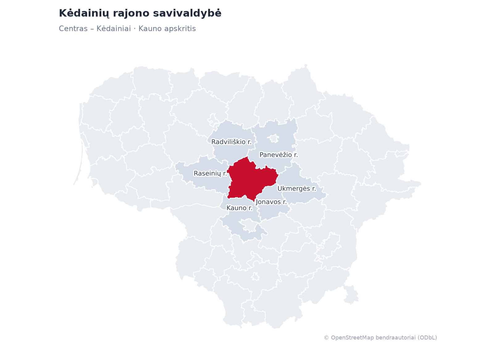 Kėdainių rajono savivaldybė žemėlapyje