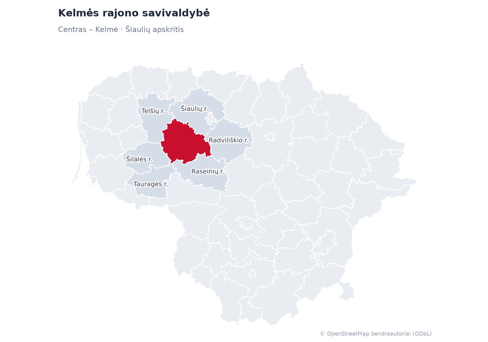 Kelmės rajono savivaldybė žemėlapyje