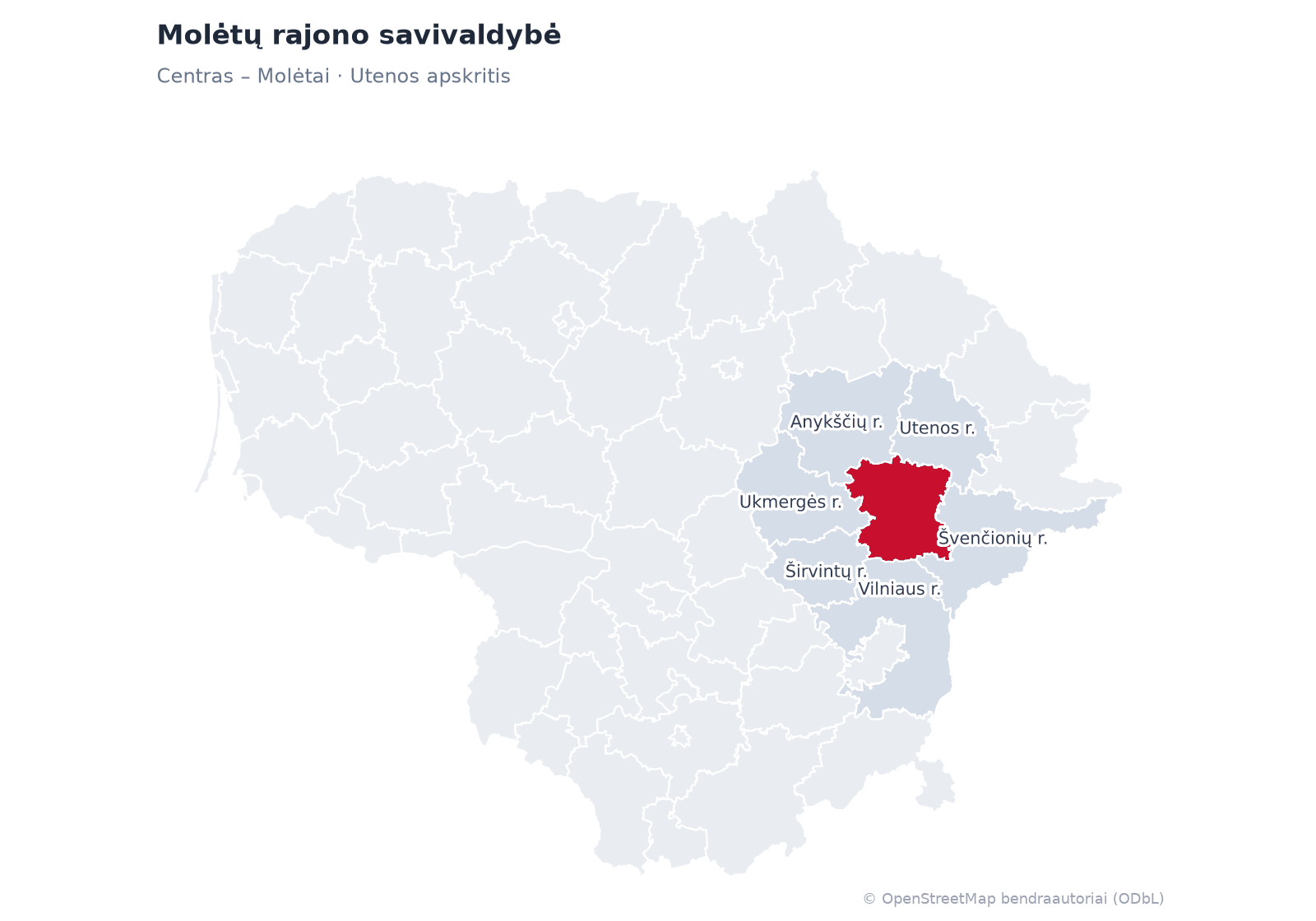Molėtų rajono savivaldybė žemėlapyje