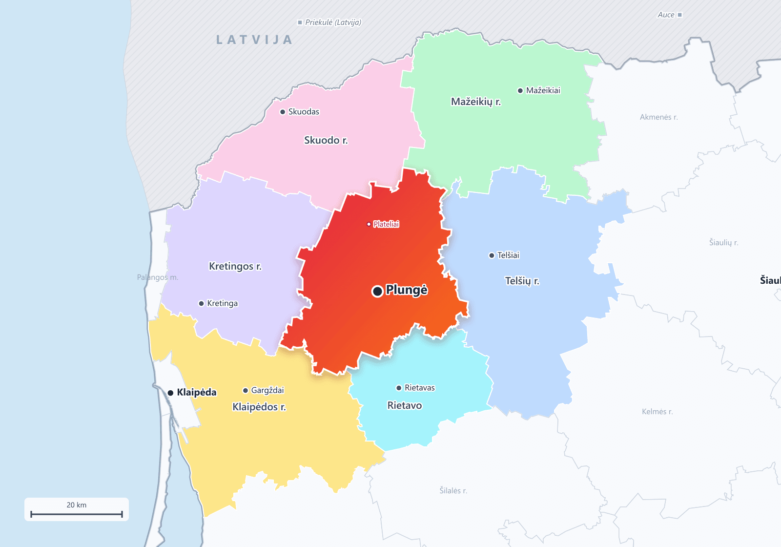 Plungės rajono savivaldybė žemėlapyje