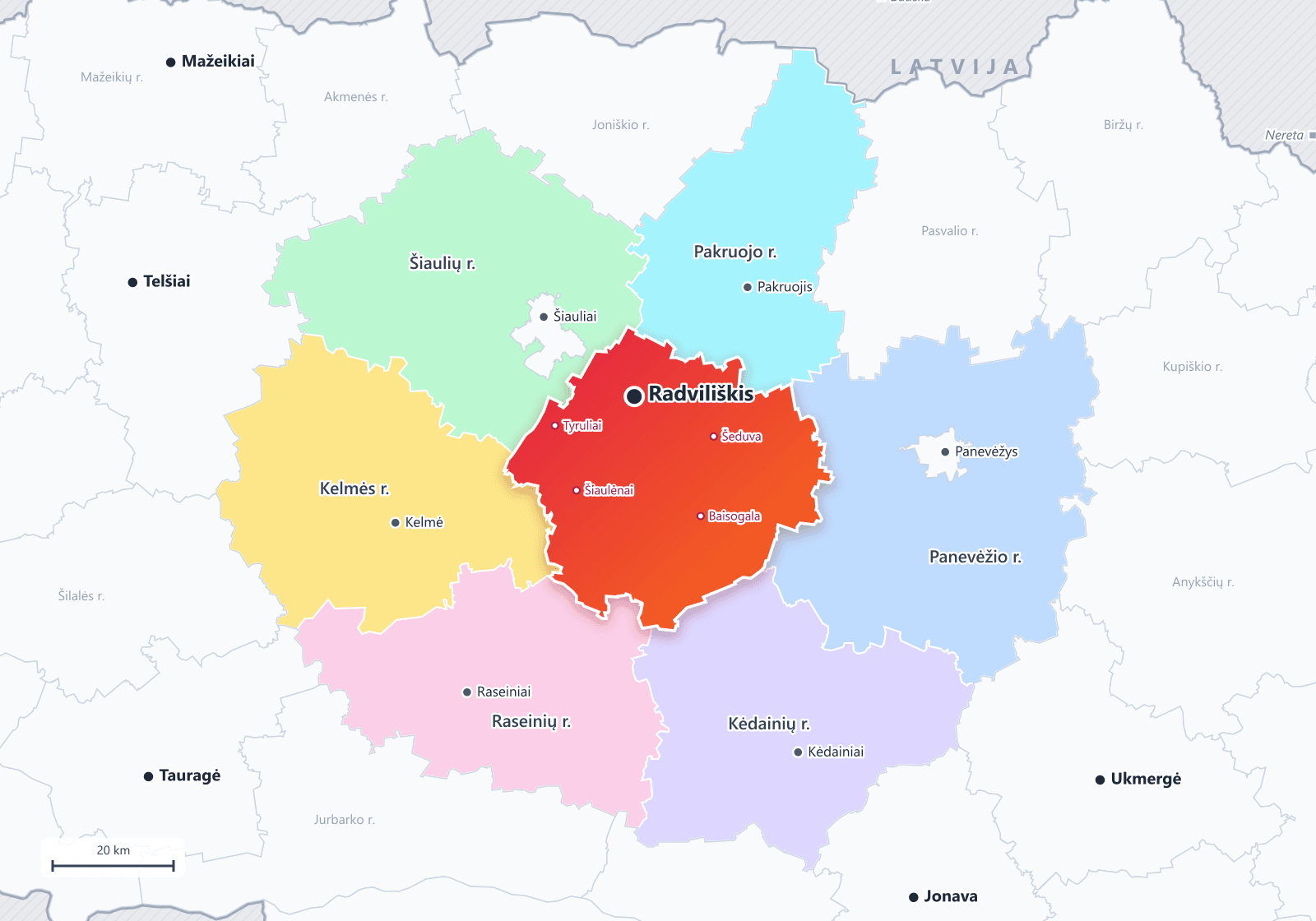 Radviliškio rajono savivaldybė žemėlapyje