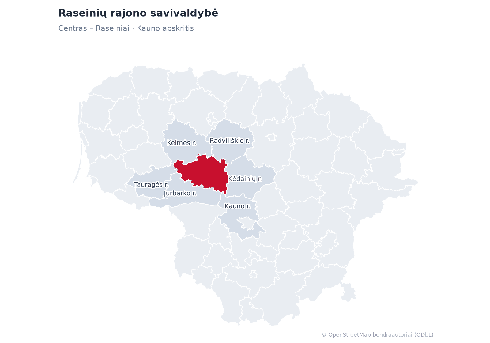 Raseinių rajono savivaldybė žemėlapyje