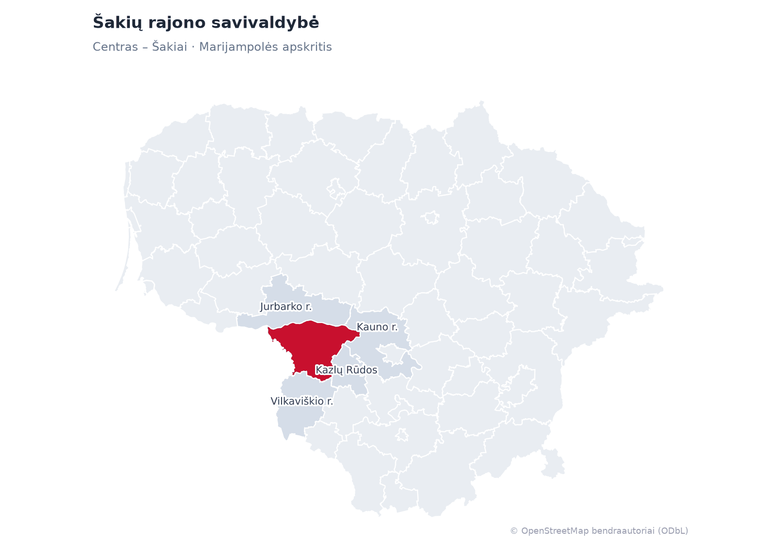 Šakių rajono savivaldybė žemėlapyje