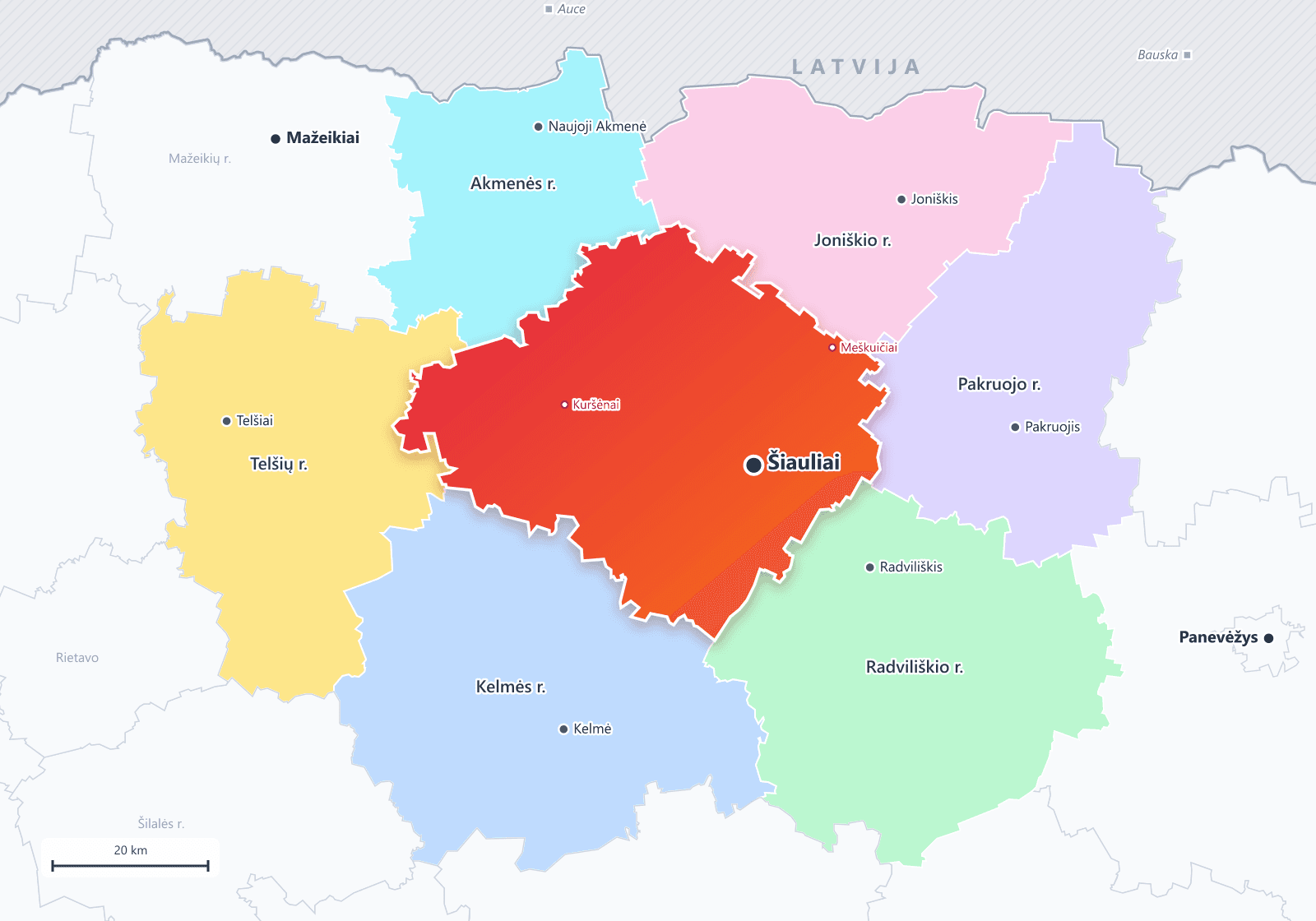 Šiaulių rajono savivaldybė žemėlapyje