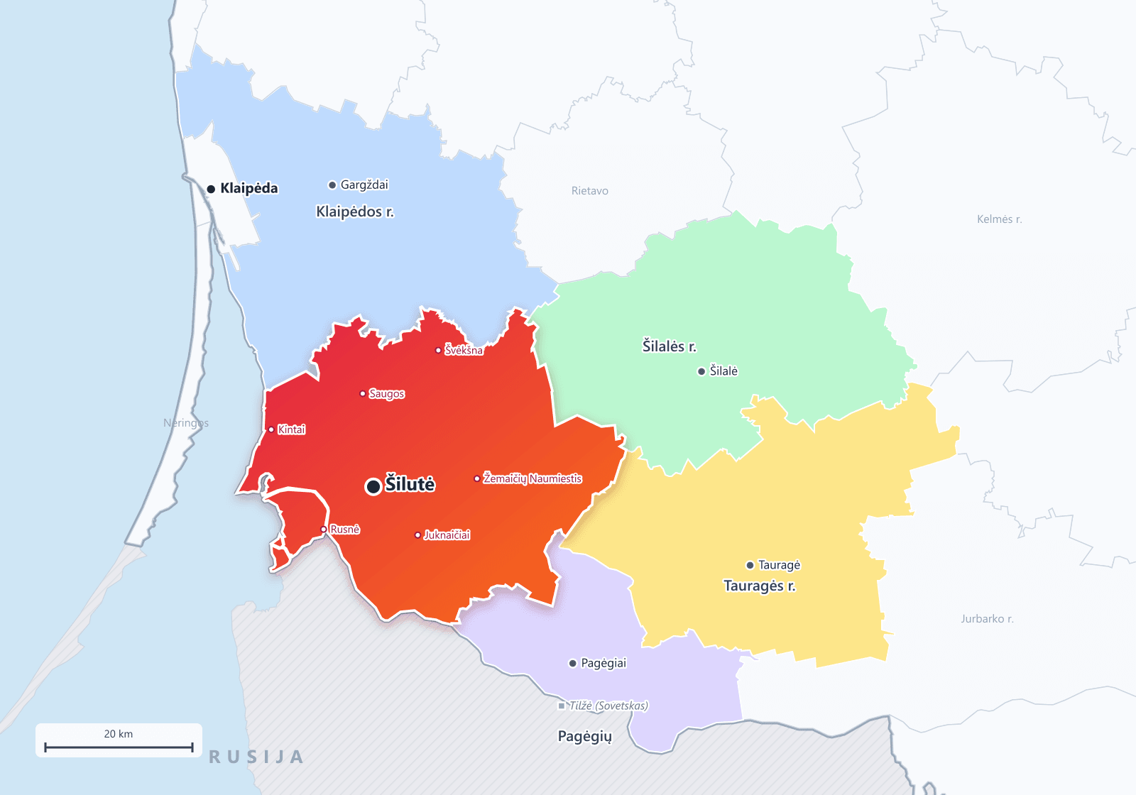 Šilutės rajono savivaldybė žemėlapyje