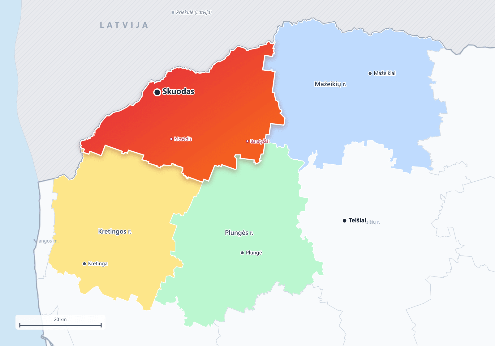 Skuodo rajono savivaldybė žemėlapyje