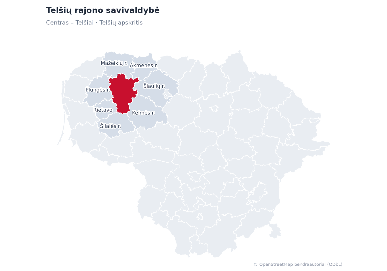 Telšių rajono savivaldybė žemėlapyje