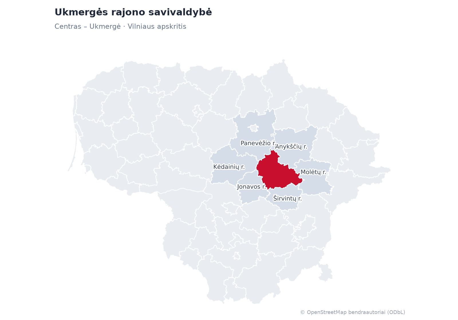 Ukmergės rajono savivaldybė žemėlapyje