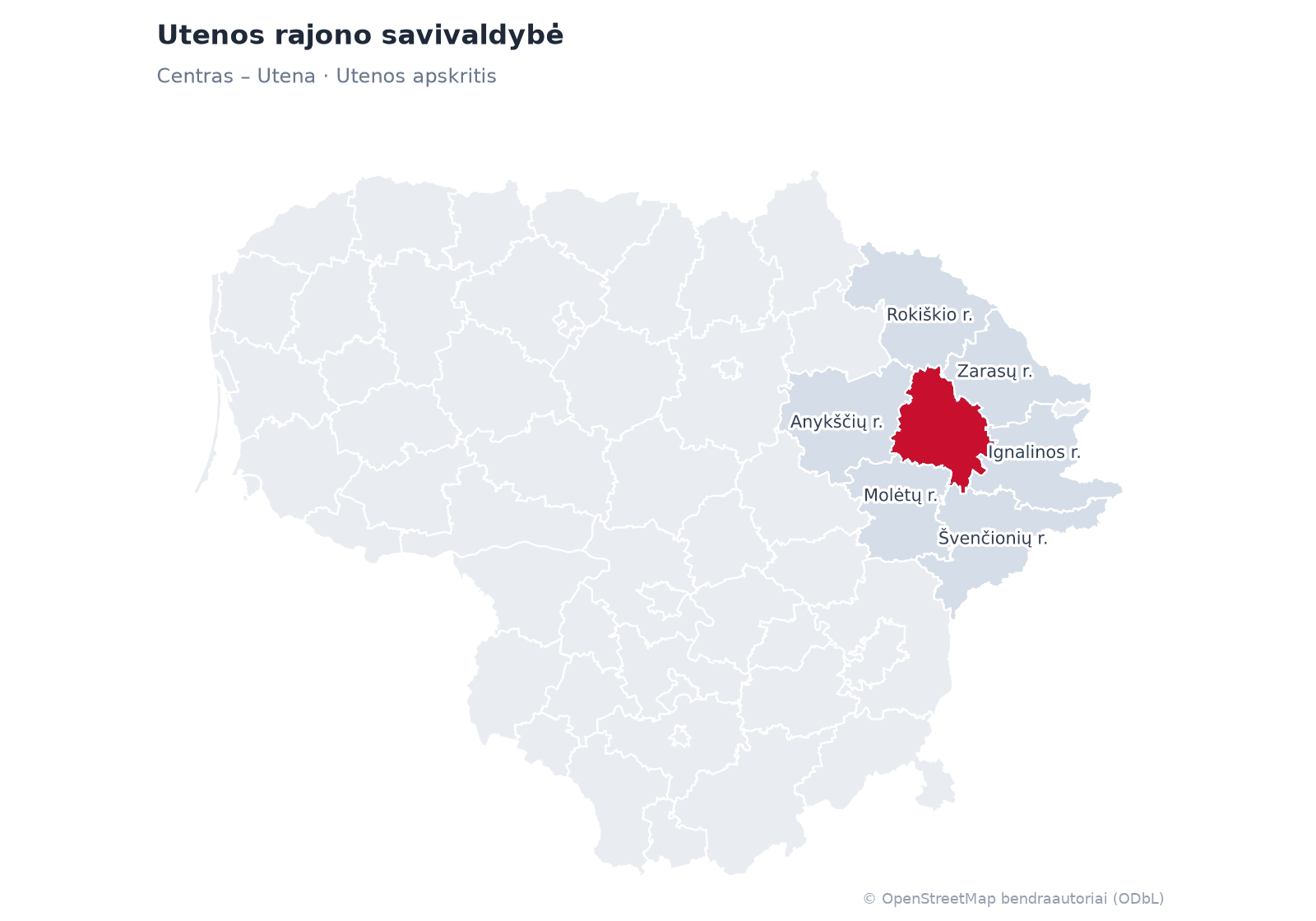 Utenos rajono savivaldybė žemėlapyje