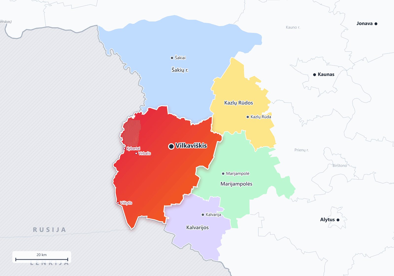 Vilkaviškio rajono savivaldybė žemėlapyje