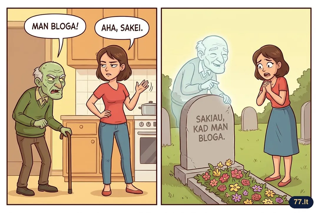 Užrašas ant antkapio: „Sakiau, kad man bloga.“