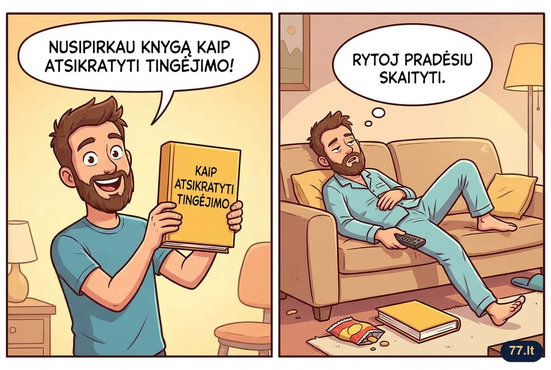 Nusipirkau knygą, kaip atsikratyti tingėjimo. Rytoj pradėsiu skaityti.