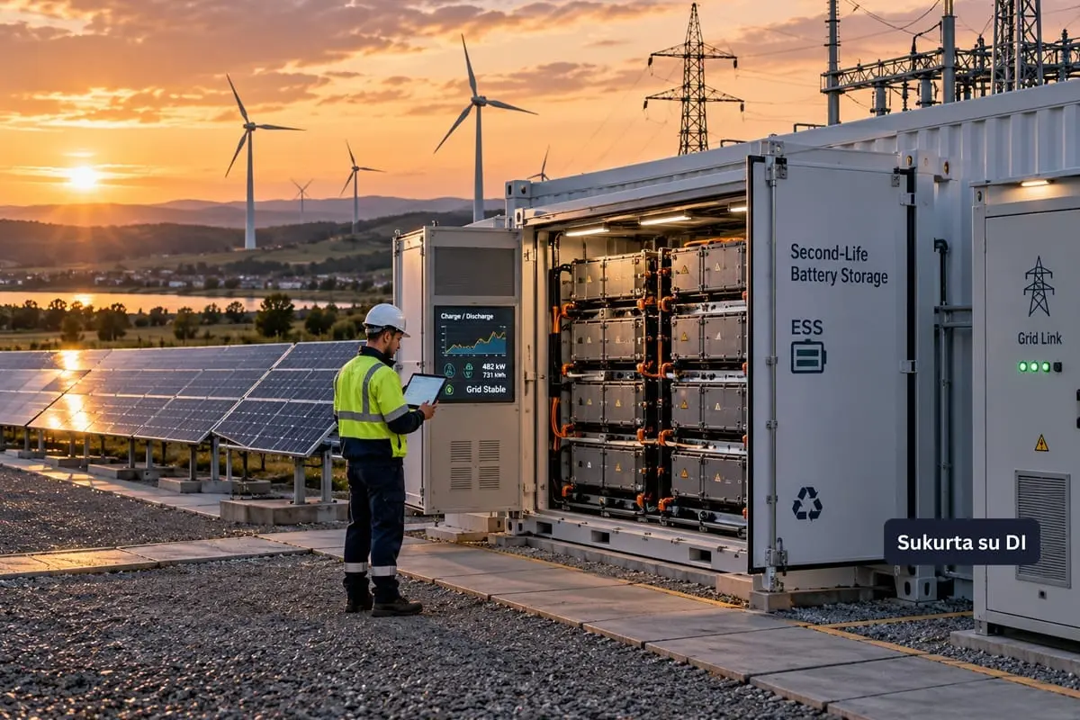 Seni elektromobilių akumuliatoriai gali padėti Europai išsaugoti vėjo ir saulės energiją, kuri dabar prarandama
