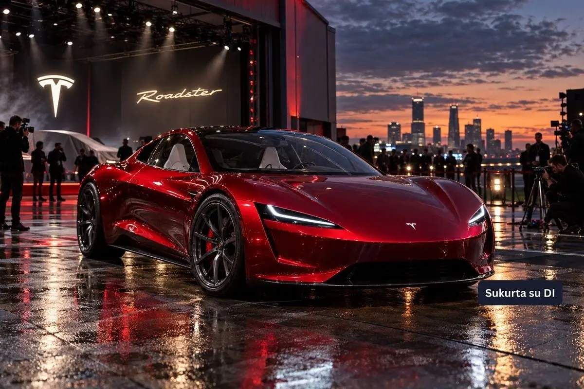 „Tesla Roadster 2.0“ pristatymas vėl atidėtas – po devynerių metų laukimo renginys perkeltas į spalio 15-ąją
