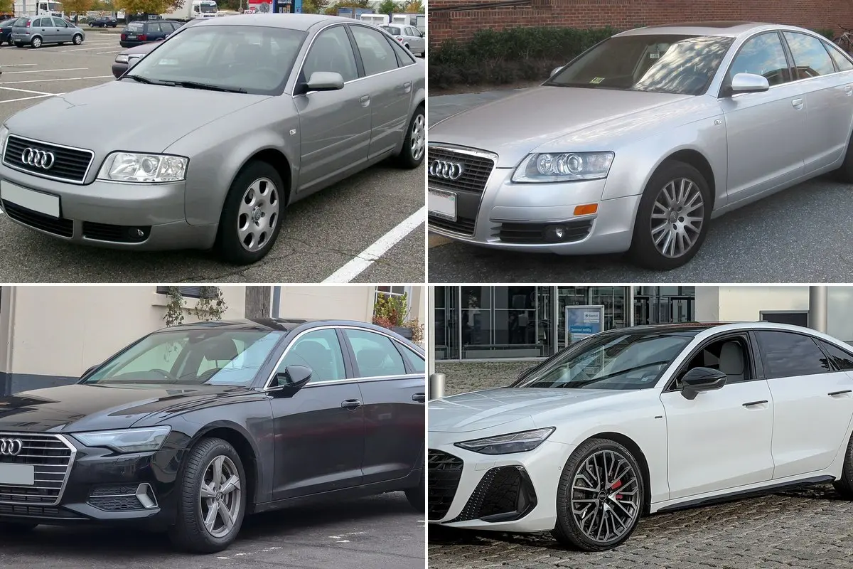 Audi A6: kartos C4–C9, matmenys, varikliai ir palyginimas su BMW 5 bei E klase