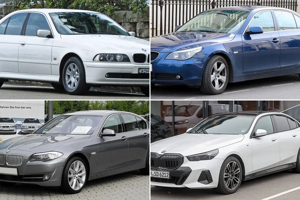 BMW 5 serija: kartos E39–G60, matmenys, varikliai ir palyginimas su A6 bei E klase