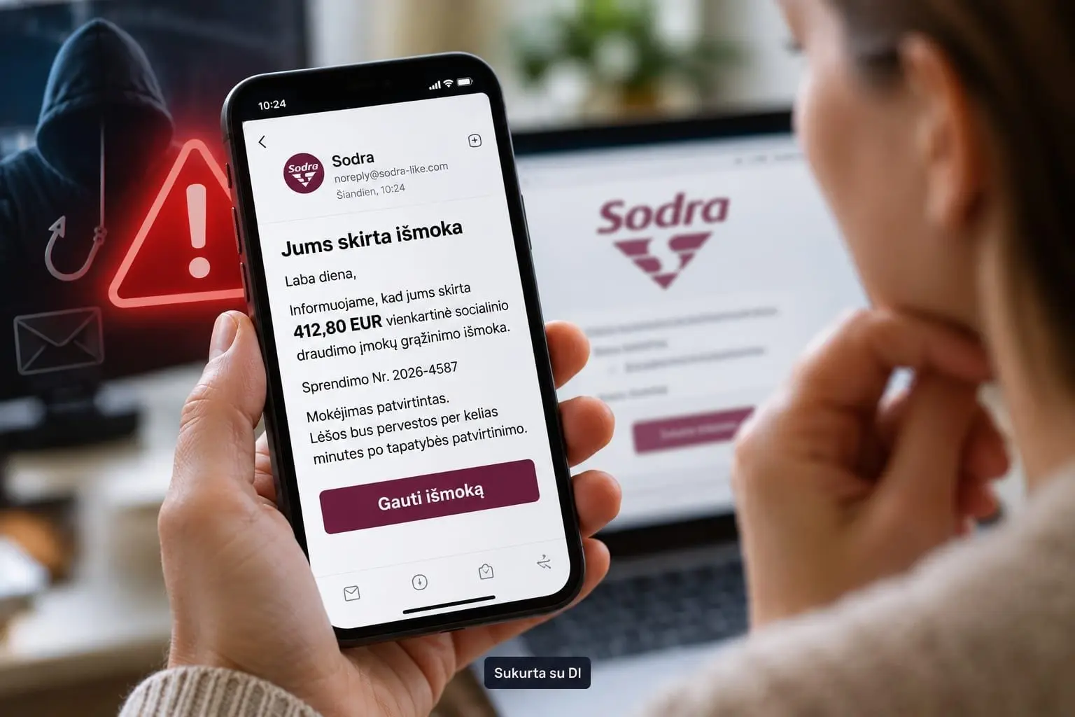 Gavote žinią apie išmoką iš „Sodros“? Neskubėkite – galite patekti į sukčių spąstus