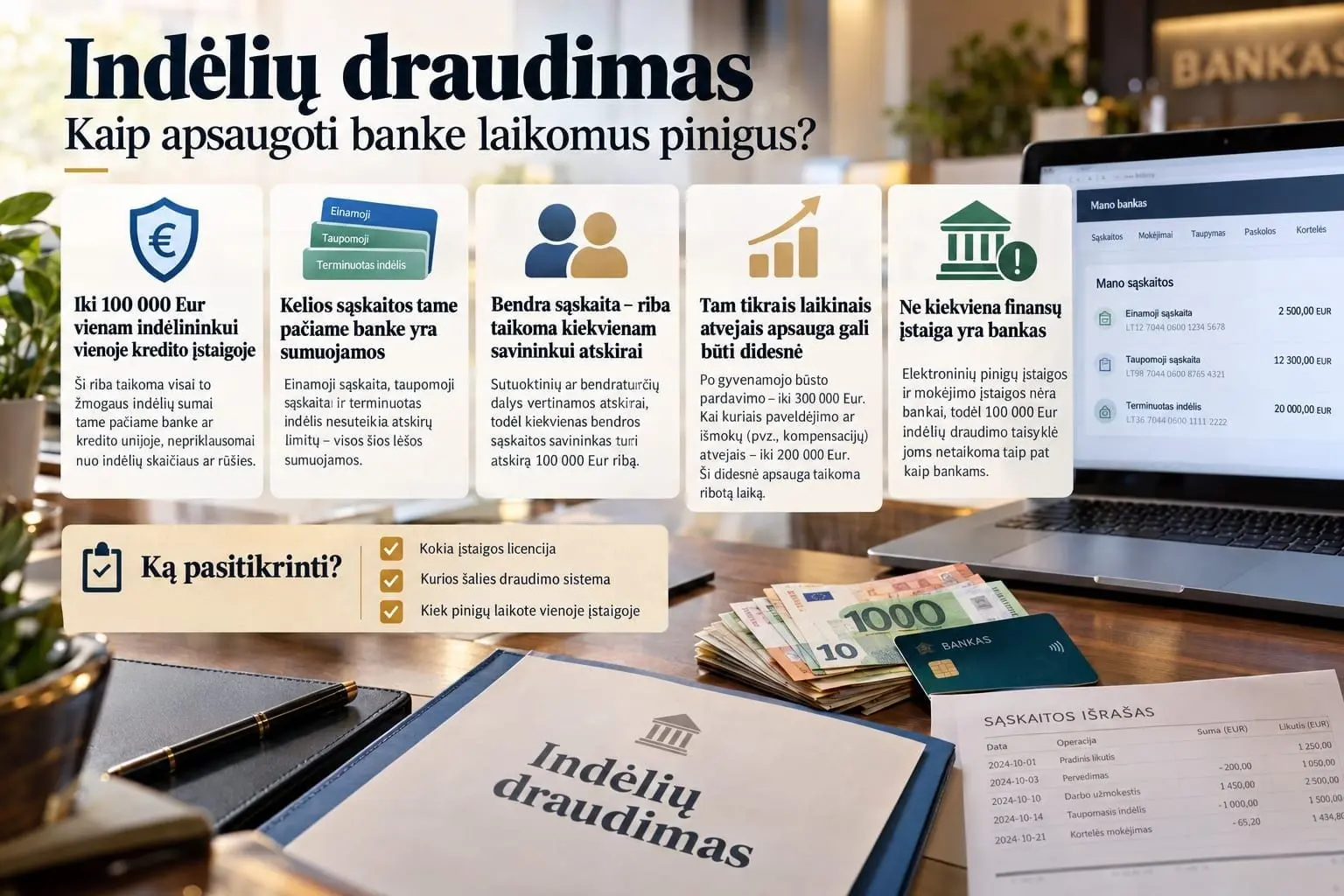 Indėlių draudimas: kaip apsaugoti banke laikomus pinigus?