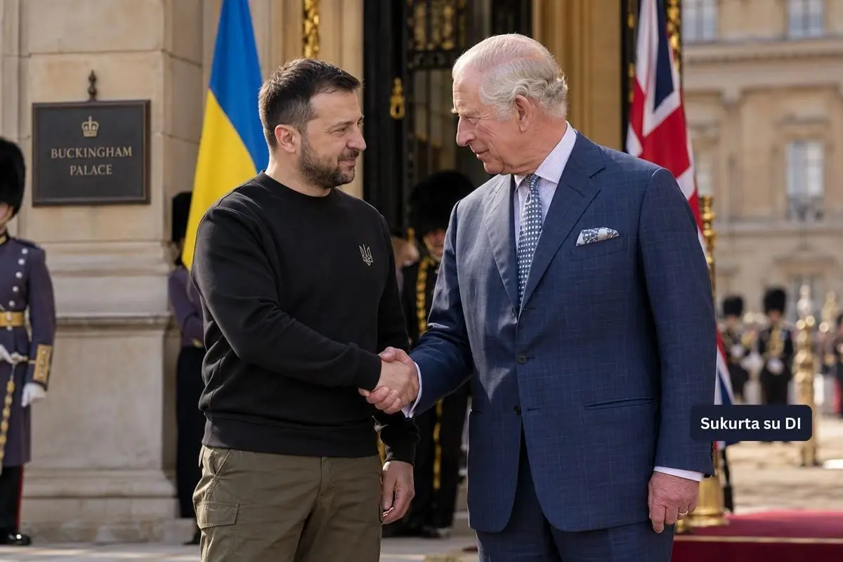 Karolis III priėmė Volodymyrą Zelenskį: Londonas demonstratyviai stiprina paramą Ukrainai po naujos įtampos su Donaldu Trumpu