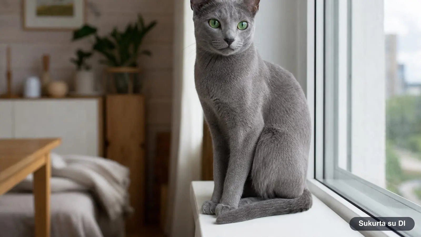Rusų melsvoji katė (Russian Blue): charakteris, kailis, akys ir priežiūra