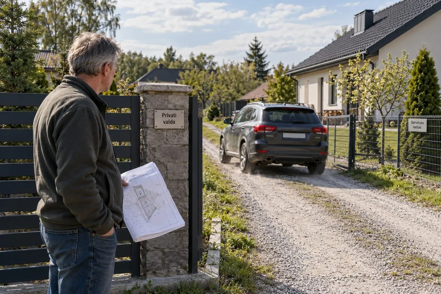 Kelio servitutas: svetimi automobiliai nuosavame sklype, ginčai su kaimynais ir teisė į kompensaciją