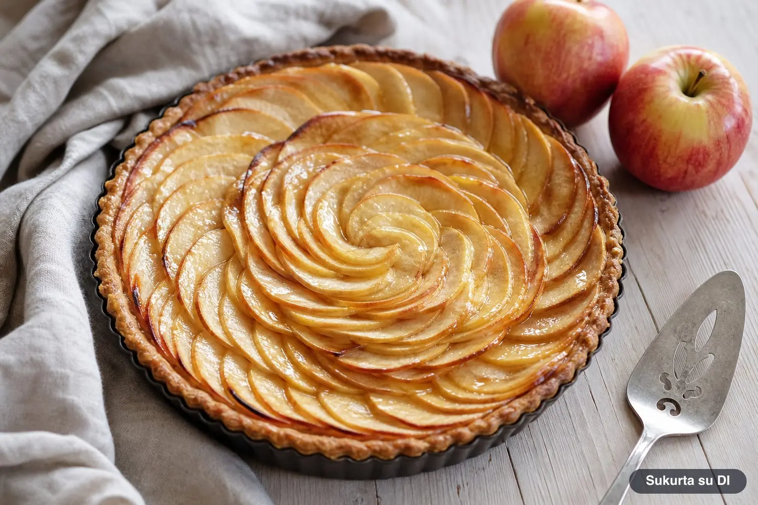 Prancūziškas obuolių pyragas: tarte aux pommes ir apverstas Tatin