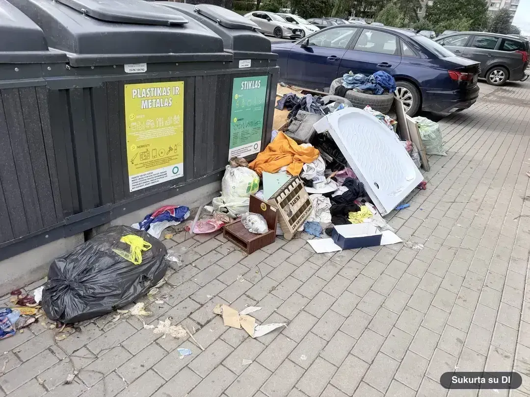 Prie Kauno daugiabučių – sąvartyną primenantis vaizdas: šiukšles veža net pilnomis bagažinėmis