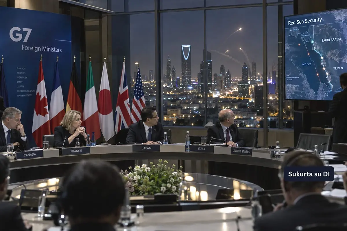 G7 ragina husius nutraukti smūgius Saudo Arabijai ir reikalauja Irano nebeginkluoti grupuotės