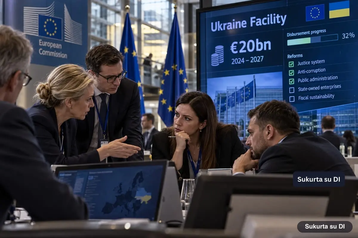 Briuselis spaudžia Ukrainą spartinti reformas: 20 mlrd. eurų parama priklauso nuo įstatymų, o Kyjivui trūksta 27 mlrd. dolerių