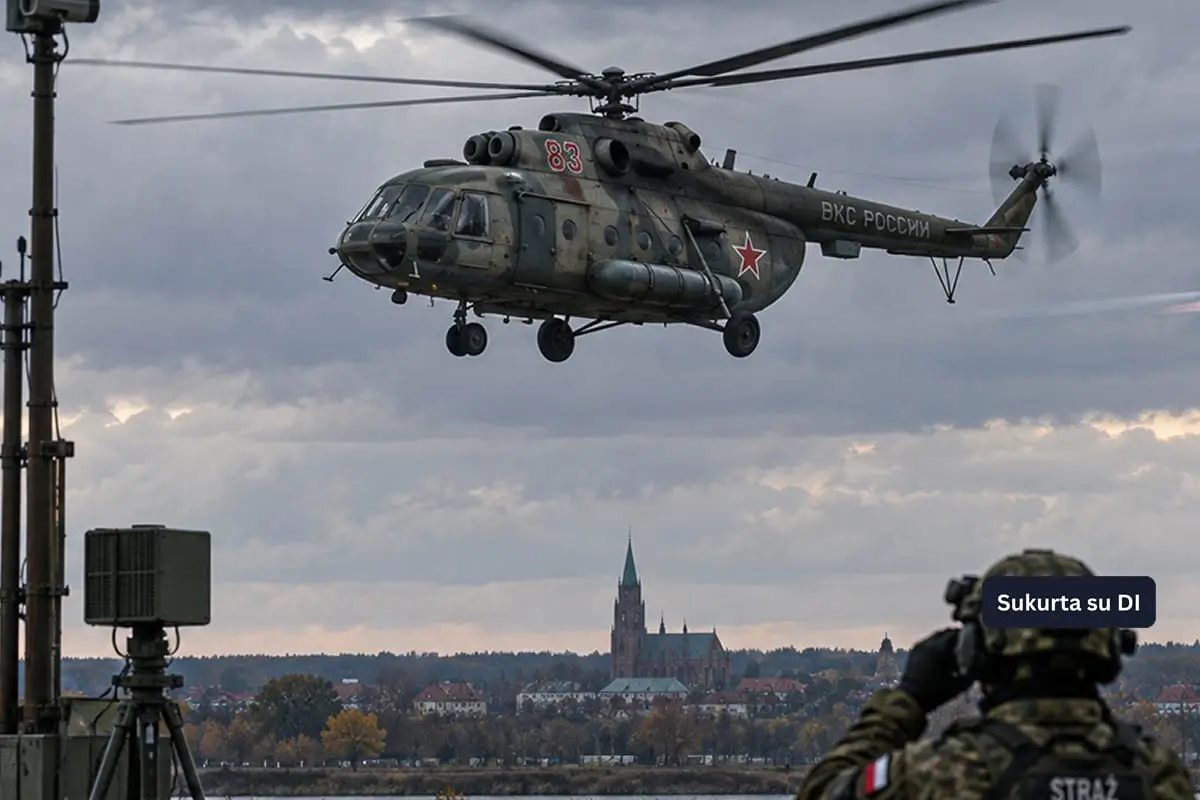 Rusijos karinis sraigtasparnis pažeidė Lenkijos oro erdvę: pakelti naikintuvai, kariuomenė įtaria NATO gynybos patikrinimą