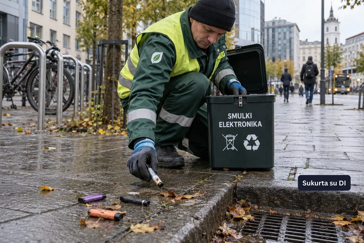 Vienkartinių elektroninių cigarečių atliekos Lietuvoje: ličio baterijos ir plastikas teršia miestų aplinką