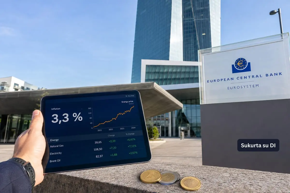 Infliacija euro zonoje šoktelėjo iki 3,3 proc. – ECB artėja prie naujo palūkanų didinimo